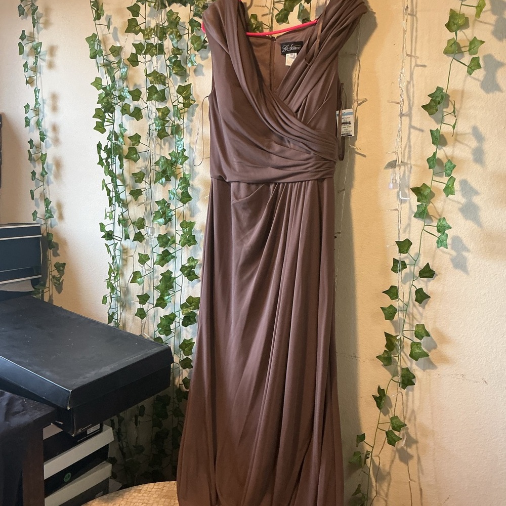 La Femme Chocolate Ruched Gown
